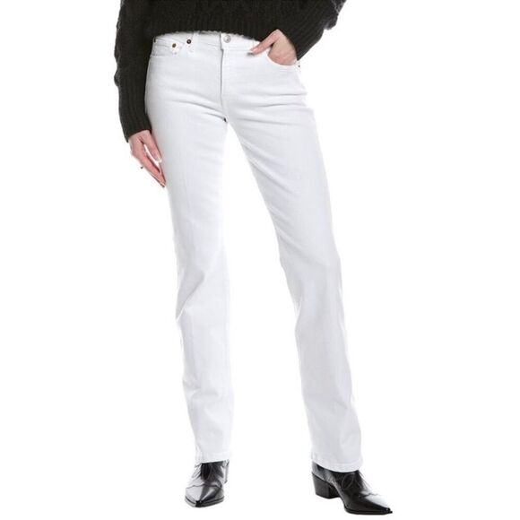 Re/Done Mid-Rise White Baby Boot White Jeans Size 25 - Picture 3 of 8
